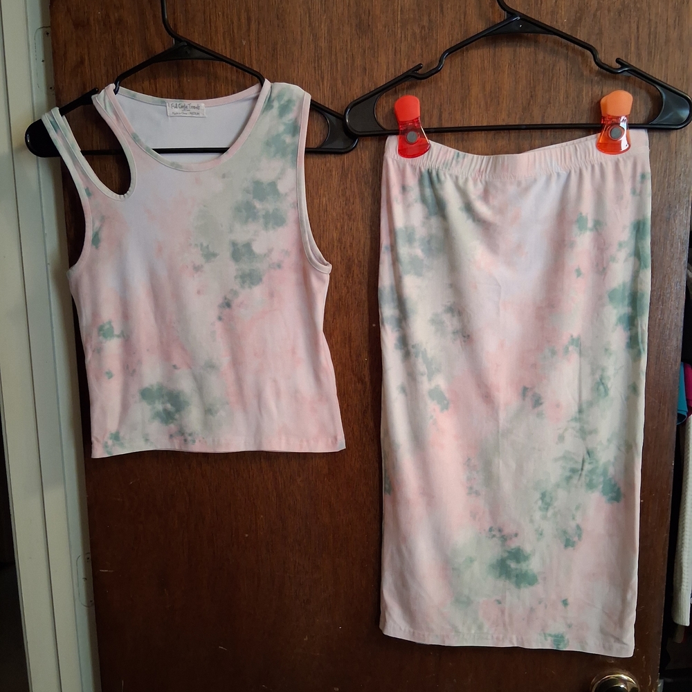 Pastel Tie-Dye Tank Top and Skirt Set